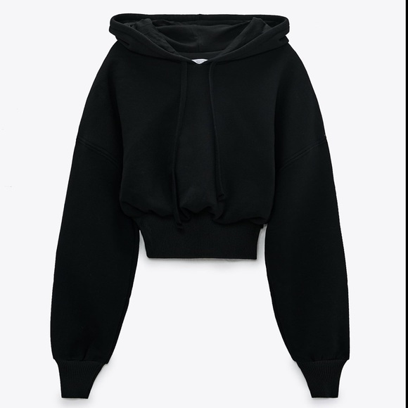 Zara | Tops | Zara Black Cropped Hoodie Size M | Poshmark
